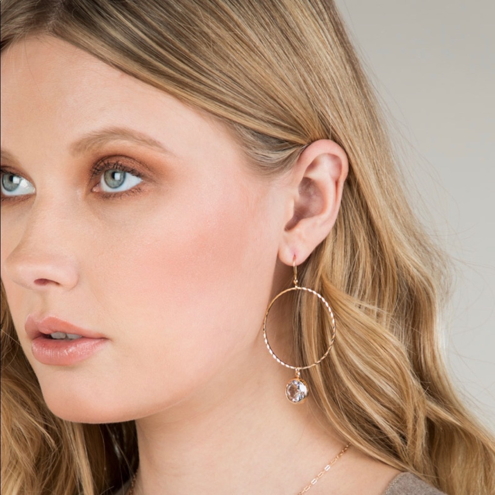 Crystal Brass Earrings